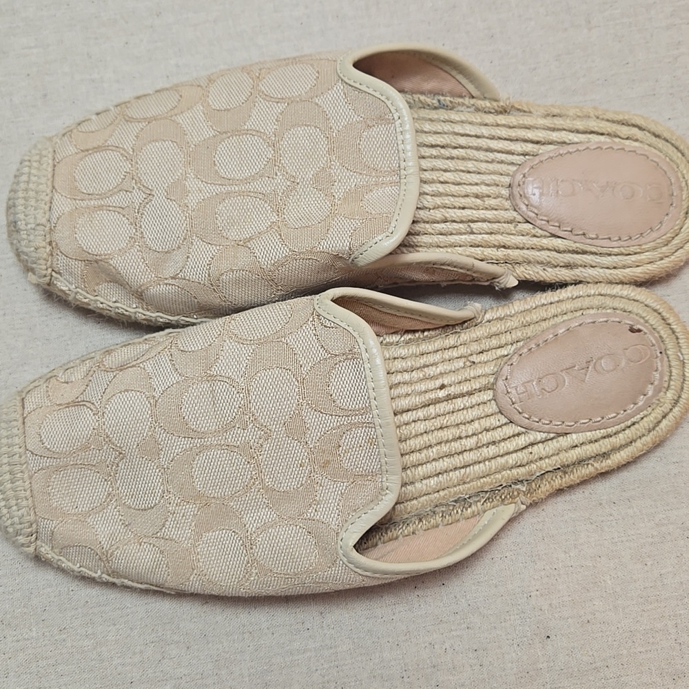 Coach slip on ,size 8 tan color canvas and tweed.